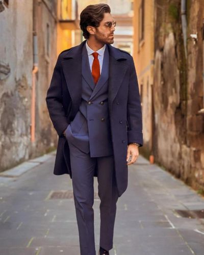 Blue Coat with Bit Loafers